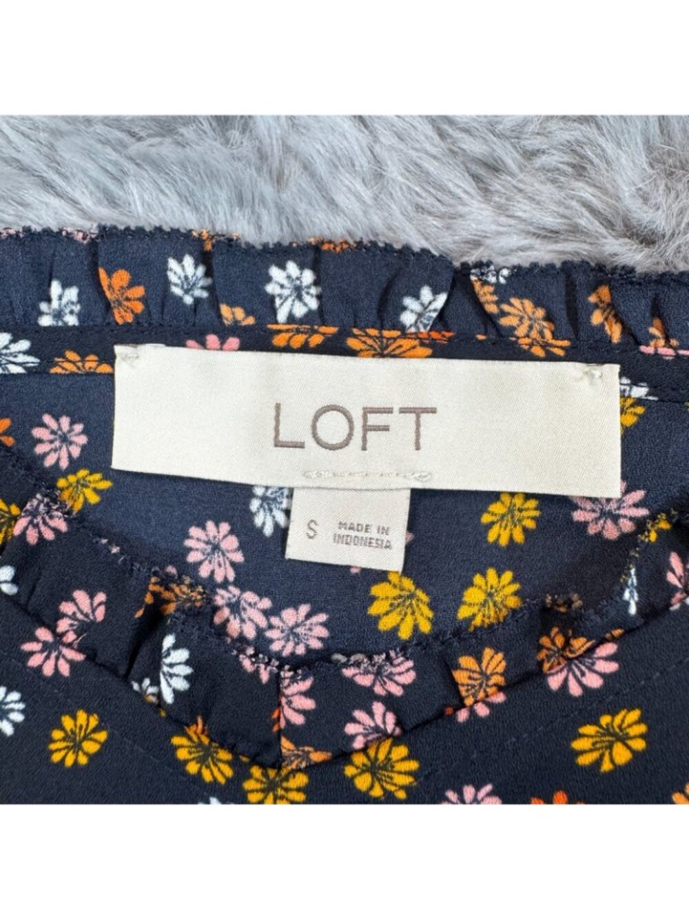 Loft Tank Top Women's S Blue Floral Polyester Camisole Ruffled Spaghetti Strap - Picture 6 of 11